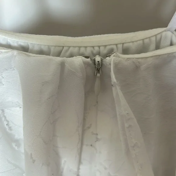 Lulus True Lover White Burnout Floral Ruffled Strapless Mini Dress XXS - Picture 5 of 5